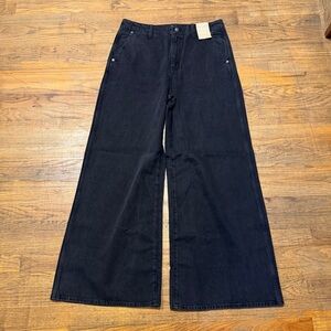 Madewell Wide Sweep Denim Trousers in Bartholomew Wash